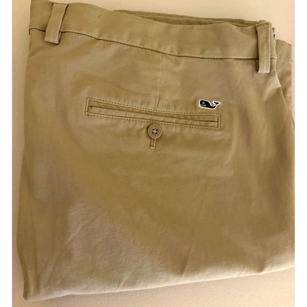Vineyard Vines Performance Men's 40x32 Beige Chino Flat Front Straight Stretch